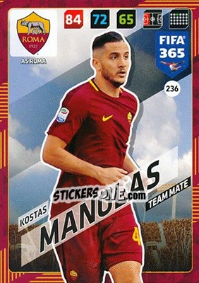 Sticker Kostas Manolas - FIFA 365: 2017-2018. Adrenalyn XL n. 236 - Panini