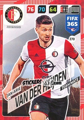 Sticker Jan-Arie van der Heijden - FIFA 365: 2017-2018. Adrenalyn XL n. 270 - Panini