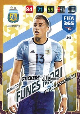Sticker Ramiro Funes Mori - FIFA 365: 2017-2018. Adrenalyn XL n. 341 - Panini