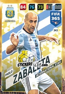 Sticker Pablo Zabaleta - FIFA 365: 2017-2018. Adrenalyn XL - Panini