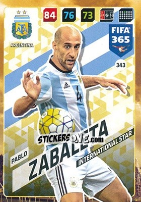 Sticker Pablo Zabaleta - FIFA 365: 2017-2018. Adrenalyn XL n. 343 - Panini