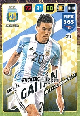 Sticker Nicolas Gaitan - FIFA 365: 2017-2018. Adrenalyn XL n. 346 - Panini