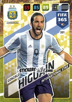 Sticker Gonzalo Higuaín - FIFA 365: 2017-2018. Adrenalyn XL n. 351 - Panini