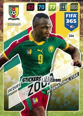 Sticker Jacques Zoua - FIFA 365: 2017-2018. Adrenalyn XL n. 366 - Panini