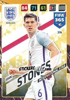 Sticker John Stones - FIFA 365: 2017-2018. Adrenalyn XL n. 376 - Panini
