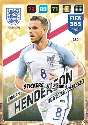 Sticker Jordan Henderson - FIFA 365: 2017-2018. Adrenalyn XL n. 380 - Panini