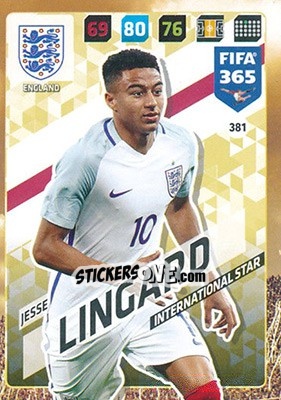 Sticker Jesse Lingard - FIFA 365: 2017-2018. Adrenalyn XL n. 381 - Panini
