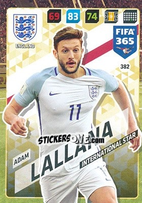 Sticker Adam Lallana - FIFA 365: 2017-2018. Adrenalyn XL n. 382 - Panini