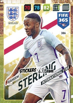 Sticker Raheem Sterling - FIFA 365: 2017-2018. Adrenalyn XL n. 386 - Panini
