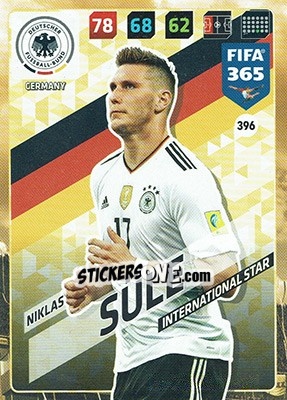 Sticker Niklas Süle - FIFA 365: 2017-2018. Adrenalyn XL n. 396 - Panini