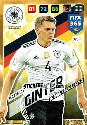 Sticker Matthias Ginter - FIFA 365: 2017-2018. Adrenalyn XL n. 398 - Panini