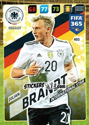 Sticker Julian Brandt - FIFA 365: 2017-2018. Adrenalyn XL n. 403 - Panini