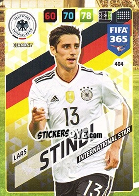 Sticker Lars Stindl - FIFA 365: 2017-2018. Adrenalyn XL n. 404 - Panini