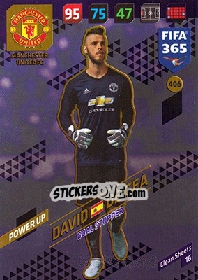 Sticker David de Gea - FIFA 365: 2017-2018. Adrenalyn XL n. 406 - Panini