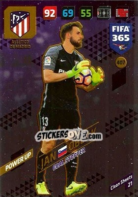Sticker Jan Oblak - FIFA 365: 2017-2018. Adrenalyn XL n. 407 - Panini