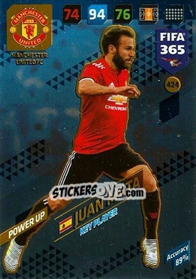 Sticker Juan Mata - FIFA 365: 2017-2018. Adrenalyn XL n. 424 - Panini