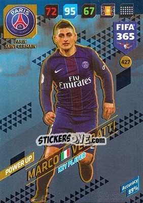 Sticker Marco Verratti - FIFA 365: 2017-2018. Adrenalyn XL n. 427 - Panini