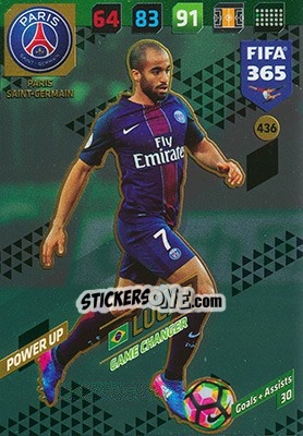 Sticker Lucas Moura - FIFA 365: 2017-2018. Adrenalyn XL n. 436 - Panini