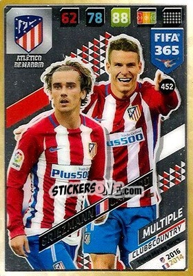 Sticker Antoine Griezmann / Kevin Gameiro - FIFA 365: 2017-2018. Adrenalyn XL n. 452 - Panini