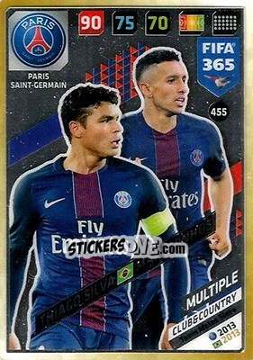 Sticker Thiago Silva / Marquinhos - FIFA 365: 2017-2018. Adrenalyn XL n. 455 - Panini