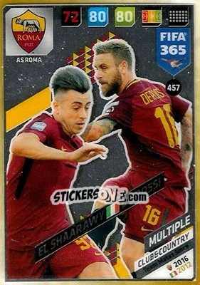 Sticker Stephan El Shaarawy / Daniele De Rossi - FIFA 365: 2017-2018. Adrenalyn XL n. 457 - Panini
