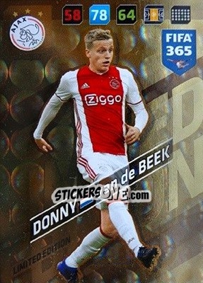 Sticker Donny van de Beek - FIFA 365: 2017-2018. Adrenalyn XL n. LE-DVB - Panini