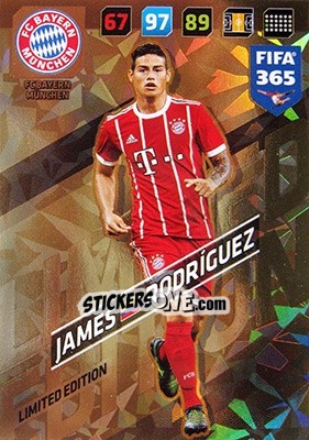Sticker James Rodriguez - FIFA 365: 2017-2018. Adrenalyn XL n. XXL-JR - Panini