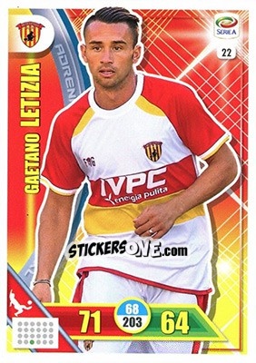 Sticker Gaetano Letizia - Calciatori 2017-2018. Adrenalyn XL n. 22 - Panini