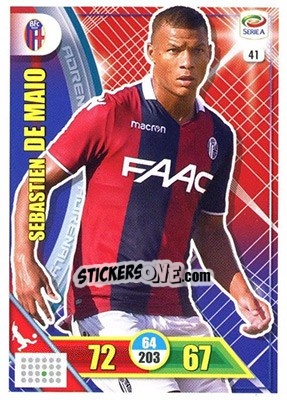 Sticker Sebastien De Maio - Calciatori 2017-2018. Adrenalyn XL n. 41 - Panini