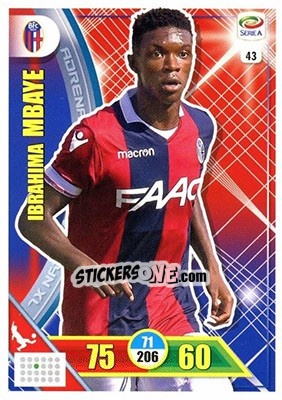 Sticker Ibrahima Mbaye - Calciatori 2017-2018. Adrenalyn XL n. 43 - Panini