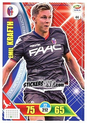 Sticker Emil Krafth - Calciatori 2017-2018. Adrenalyn XL n. 44 - Panini