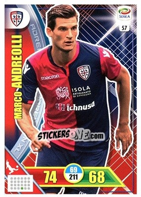 Sticker Marco Andreolli - Calciatori 2017-2018. Adrenalyn XL n. 57 - Panini