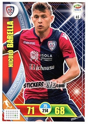 Sticker Nicolò Barella - Calciatori 2017-2018. Adrenalyn XL n. 65 - Panini
