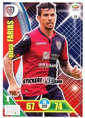 Sticker Diego Farias - Calciatori 2017-2018. Adrenalyn XL n. 70 - Panini