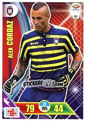 Sticker Alex Cordaz - Calciatori 2017-2018. Adrenalyn XL n. 91 - Panini