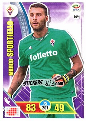 Sticker Marco Sportiello - Calciatori 2017-2018. Adrenalyn XL n. 109 - Panini