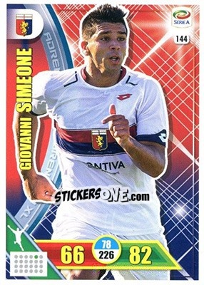 Sticker Giovanni Simeone - Calciatori 2017-2018. Adrenalyn XL n. 144 - Panini