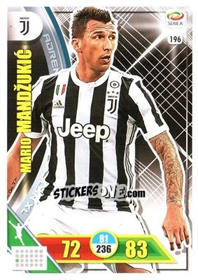 Sticker Mario Mandžukic - Calciatori 2017-2018. Adrenalyn XL n. 196 - Panini