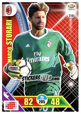 Sticker Marco Storari - Calciatori 2017-2018. Adrenalyn XL n. 218 - Panini