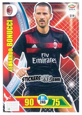 Sticker Leonardo Bonucci - Calciatori 2017-2018. Adrenalyn XL n. 219 - Panini