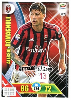 Sticker Alessio Romagnoli - Calciatori 2017-2018. Adrenalyn XL n. 222 - Panini