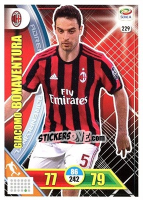Sticker Giacomo Bonaventura - Calciatori 2017-2018. Adrenalyn XL n. 229 - Panini