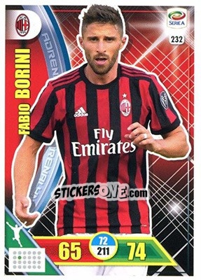 Sticker Fabio Borini - Calciatori 2017-2018. Adrenalyn XL n. 232 - Panini