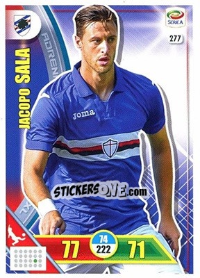 Sticker Jacopo Sala - Calciatori 2017-2018. Adrenalyn XL n. 277 - Panini