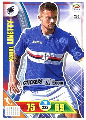 Sticker Karol Linetty - Calciatori 2017-2018. Adrenalyn XL n. 280 - Panini