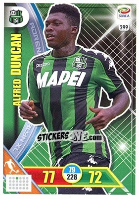 Sticker Alfred Duncan - Calciatori 2017-2018. Adrenalyn XL n. 299 - Panini