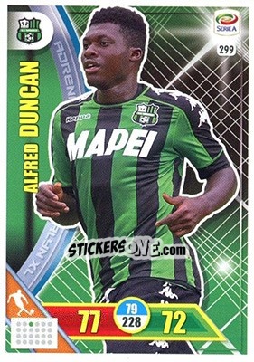 Figurina Alfred Duncan - Calciatori 2017-2018. Adrenalyn XL - Panini