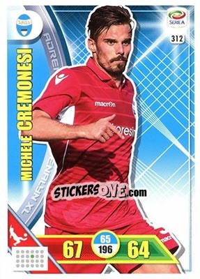 Sticker Michele Cremonesi - Calciatori 2017-2018. Adrenalyn XL n. 312 - Panini