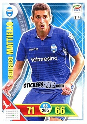 Sticker Federico Mattiello - Calciatori 2017-2018. Adrenalyn XL n. 314 - Panini