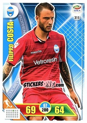 Sticker Filippo Costa - Calciatori 2017-2018. Adrenalyn XL n. 315 - Panini